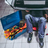 Acshio Portable Steel Tool Box, 16 Inch Metal Tool Organizer Box with Double Latch Closure and Handle, Heavy Duty Storage Toolbox Tool Chest for Workshop, Garage, Warehouse, Household, Blue Acshio