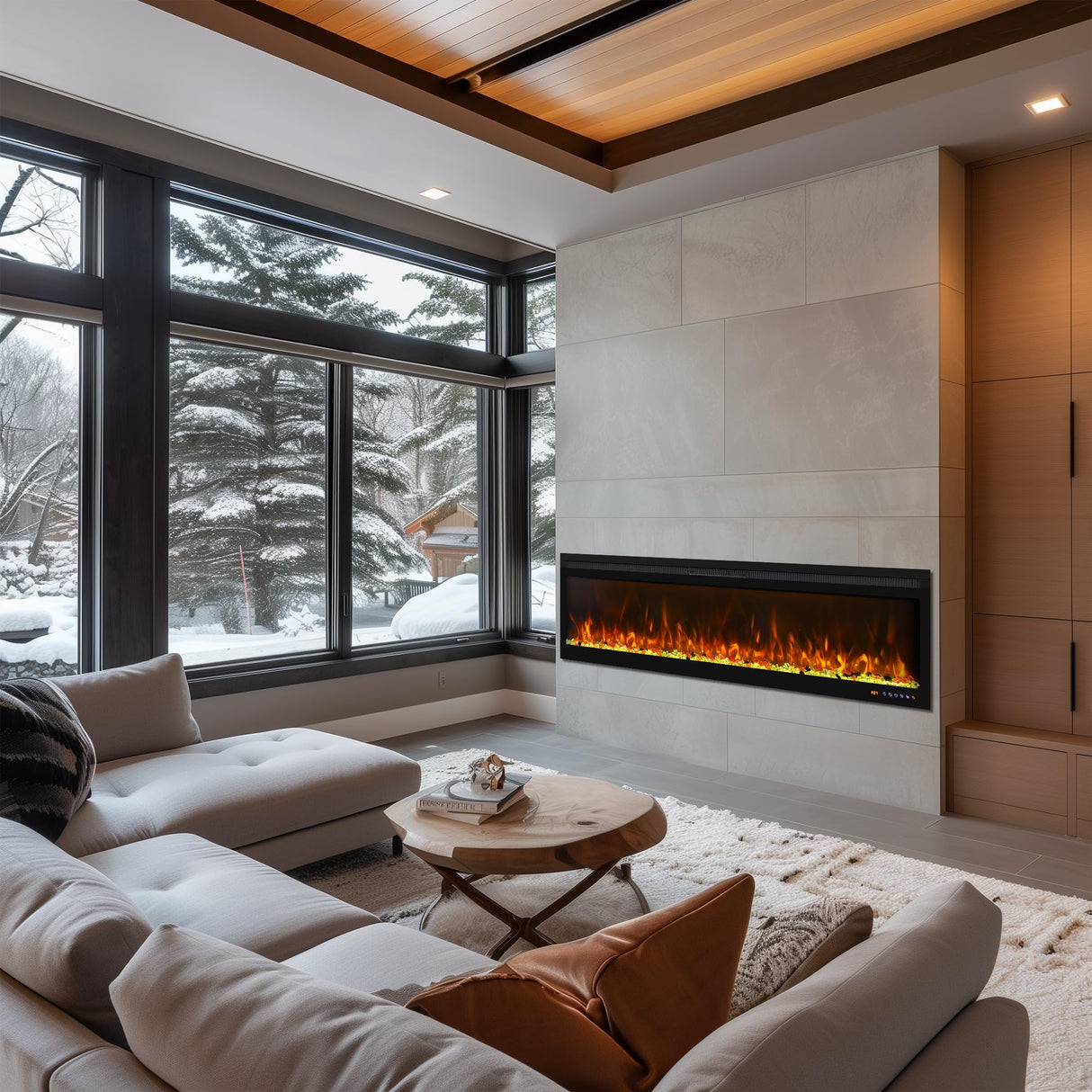 Oxhark Flame Linear Electric Fireplace 72 Inch, APP & Touch Screen & Remote Control, 13X13 Flame Color Combinations, Timer & Thermostat Fireplace Heater Oxhark Flame