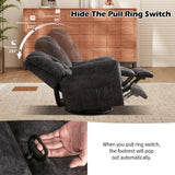 CANMOV Swivel Rocker Recliner, Manual Nursing Recliner with Hidden Switch, Upholstered Plush Seating 360°Swivel Glider Rocking Chair, Comfy Swivel Chair for Living Room, Black CANMOV