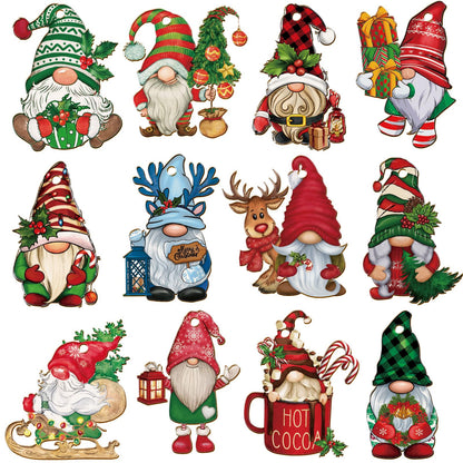 24 Pcs Christmas Gnome Wooden Hanging Ornaments,Gnome Wood Ornaments for Christmas Tree,Gnome Tree Decor Christmas Decoration