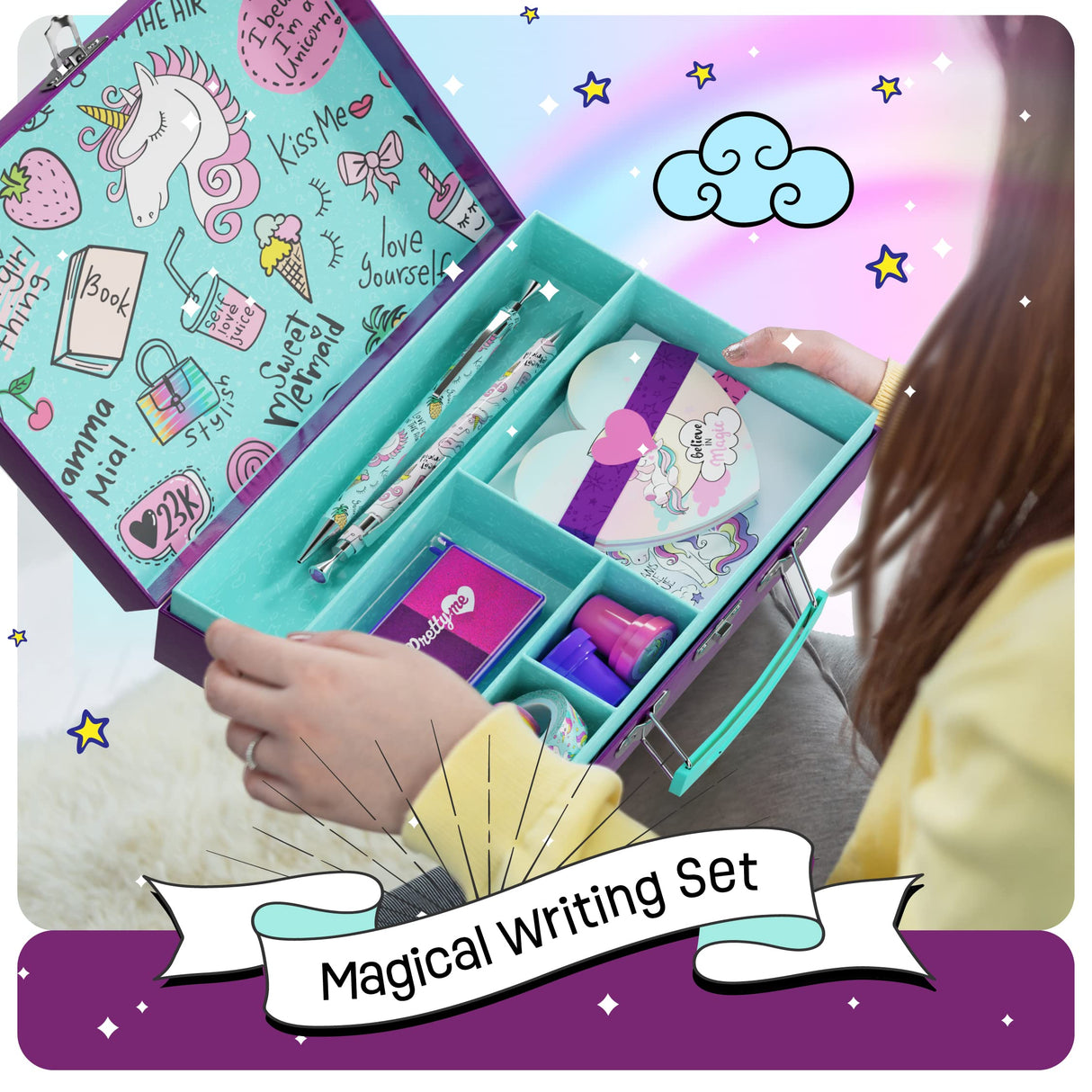 Pretty Me Unicorn Stationery Set for Kids - Birthday Gifts for Girls Ages 6, 7, 8, 9, 10 to 12 Year Old Age - Stationary Letter Writing Art Kit - Best Girl Birthday Gift - Preteen Craft Toys, Presents Pretty Me