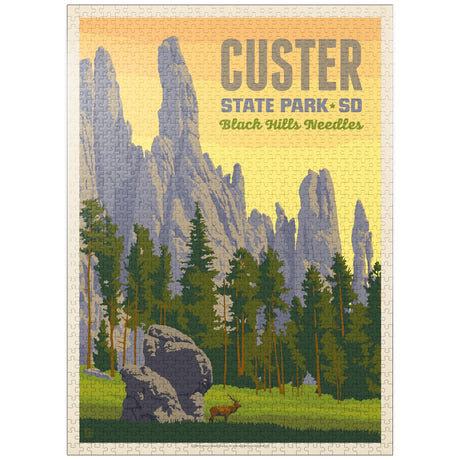 MyPuzzle Custer State Park, South Dakota, Vintage Poster - Premium 1000 Piece Jigsaw Puzzle for Adults MyPuzzle.com