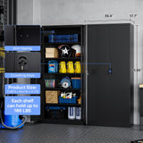 Yizosh Metal Garage Storage Cabinet with Lock, 72" Locking Tool Cabinet with 2 Doors and 5 Shelves, Tall Steel Cabinet for Garage, Heavy Duty File Cabinet for Office, School (Black) Yizosh