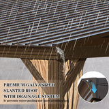 Domi 12x16FT Wall-Mounted Hardtop Gazebo, Aluminum Lean to Gazebo with Galvanized Steel Sloping Roof, Curtains & Netting for Outdoor Patio, Deck, Backyard, Garden Parties domi outdoor living