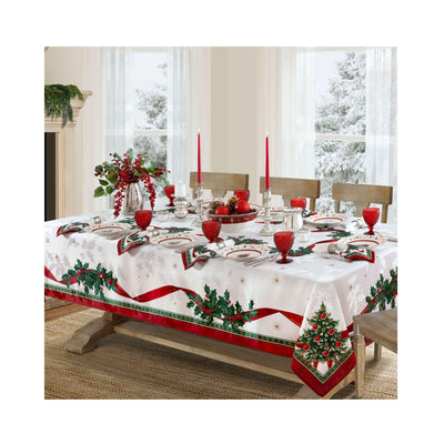 Elrene Home Fashions Villeroy & Boch Toy's Delight Christmas Wrinkle Resistant Fabric Tablecloth, Holiday Table Decor, 60"x102" Rectangle, Multi