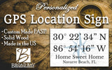 GPS Sign Personalized Location Custom Coordinates Beach House or Lake Home Address Latitude Longitude Wall Art Decor - Solid Wood - 16.5" x 10.5" (Compass GPS Sign) Broad Bay
