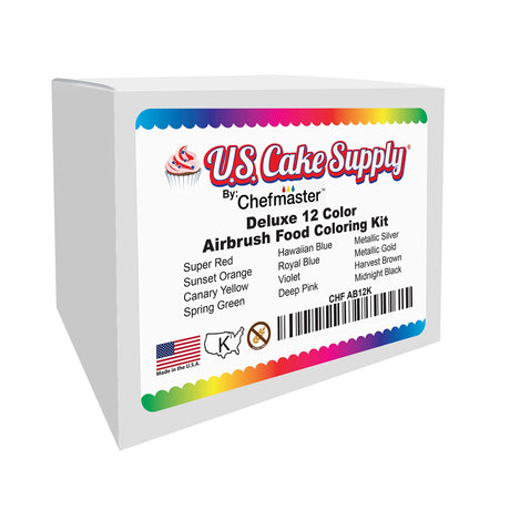 U.S. Cake Supply Airbrush Cake Color Set - The 12 Most Popular Colors in 0.64 fl. oz. (19ml) Bottles Made in the USA U.S. Cake Supply