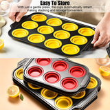 Silicone Muffin Pan, 12 Cups Muffin Pans with Metal Frame Nonstick Press to Easily Pop Out for Baking Homemade Muffins, Breads, Cupcakes, Egg Bites, BPA-Free Silicone Muffin Tin Cupcake Pan Mold Geweiya
