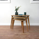 Ultimate Premium Products Solid Nesting Table Set of 3- Walnut Mid Century Pebble Tables with Tapered Legs – Wooden Home Furniture in a Retro Style - Walnut Ultimate Premium Products