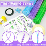 ZEIZHUBN 300 Pieces Pipe Cleaners, Pipe Cleaners Flower Bouquet Kit, Flower Making Kit with Floral Wires Tape, Art and Craft Supplies Projects DIY Decoration Holiday Party Birthday Gifts ZEIZHUBN