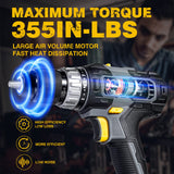 RIDA Cordless Drill Power Drill Cordless 20V 1/2'' Keyless Metal Chuck 355 In-lb(40N.m) Torque with 2.0AH Li-ion Battery & Fast Charger, Variable Speed, 25+1 Position and 22pcs Bits RIDA