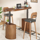 Xyulmeo Mid Century Modern Electric Standing Desk with Storage, 55 x 22 Inch Small Sit Stand Up Desk, Wood Adjustable Height Computer Executive Desk for Home Office, Laptop, Walnut Xyulmeo