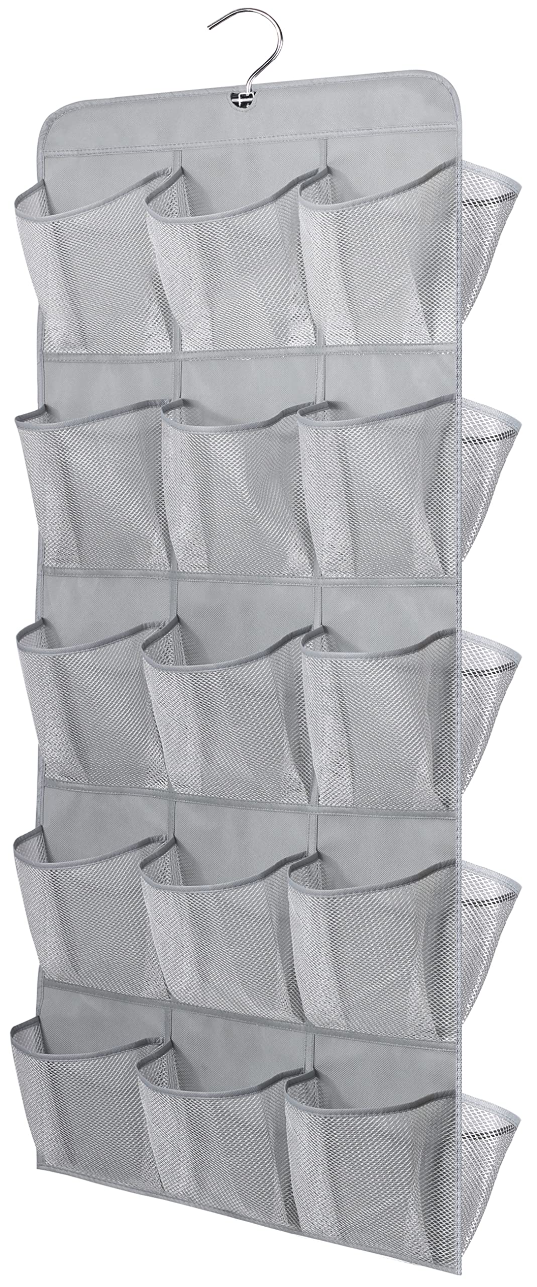 MISSLO 30 Large Pockets Dual Sided Hanging Shoe Organizer for Closet with Rotating Hanger Hanging Shoe Shelves, Grey MISSLO