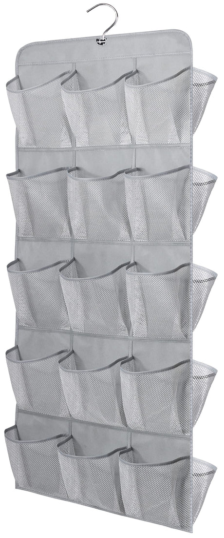MISSLO 30 Large Pockets Dual Sided Hanging Shoe Organizer for Closet with Rotating Hanger Hanging Shoe Shelves, Grey MISSLO