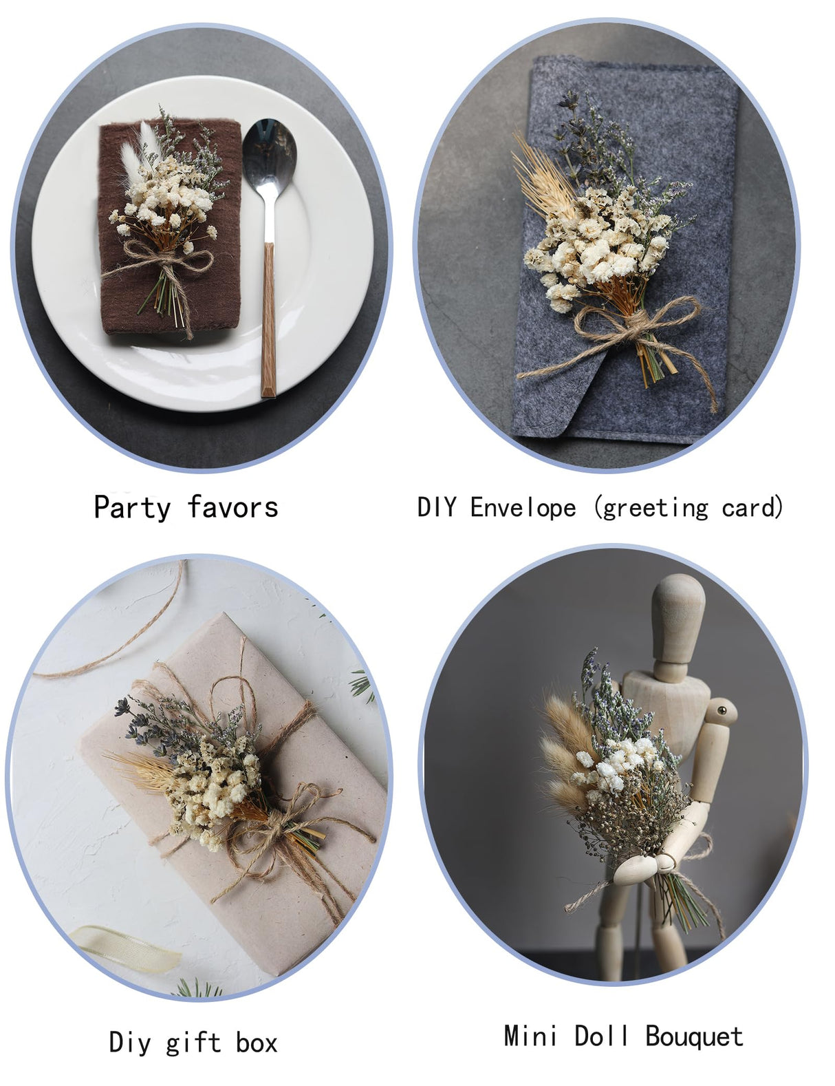 Mini Dried Flower Bouquet Set of 12, Small Bouquets, Bohemian Wedding Table Centerpieces Arrangements, Bridesmaid Flower Girl Proposal Gift Box, Groomsmen Boutonnieres.(primary colour) xin's convey