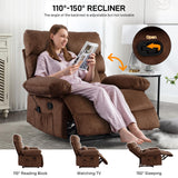HOMYEDAMIC Oversized Recliner Chair, Plus Size 28 inch Large Wide Seat Manual Flannel Recliner with Pockets, Lumber Pillow 350 lb Capacity for Living Room Adults HOMYEDAMIC