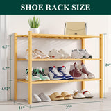 Smiry Shoe Rack, 3 Tier Bamboo Shoe Organizer, Stackable Free Standing Wooden Shoe Storage Shelf for Closet, Entryway, Front Door Entrance, Natural Smiry