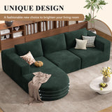 Modular Sectional Sofa with L-Shape Chaise,Cloud Sectional Modern Sleeper Couch with Deep Seat,Sponge Compression Sofas No Assembly Required (Green-Corduroy Fabric) 1PCS Luxanimarion
