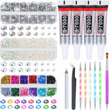 shynek B7000 Jewelry Glue with Rhinestones for Crafts, 6300Pcs Rhinestones with Gems Adhesive for Shoes Cloth Fabric with Picker Pencil for Crafting Diamond Art Graduation Cap Decorations shynek