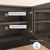 BELLEZE 83" TV Stand for TVs up to 85", Modern TV Cabinet & Entertainment Center with Shelves, Wood Storage Cabinet for Living Room or Bedroom - Brixston (Brown) BELLEZE