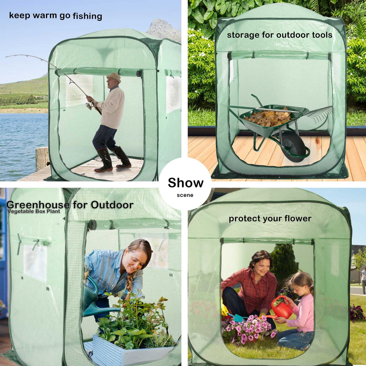 Porayhut Pop Up Greenhouse Tent,Portable X-Large Walk-in Flower House ,Indoor Outdoor Gardening Plant Sunshine Room with PE Mesh Cloth Cover for Protecting Plant from Cold Frost & Birds porayhut