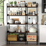 KOUSEI 5-Tier Bookshelf Reversible,Corner Bookcase 4 Hooks,65" Industrial Wooden Bookcase with Open Wide Shelves and Metal Frame for Living Room, Bedroom, Home Office,Rustic Brown KOUSEI