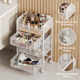 5-Tier Craft Organizer Cart with Wheels,Craft Organizers and Storage with Drawers,Lockable Wheels Rolling Utility Cart with DIY Divider,Office Supply Organizer,Ideal for Studio,Office,Bedroom,White Yociyoga