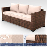 Amopatio Outdoor Patio Furniture Sets, 10 Pieces Wicker Patio Furniture, Outdoor Sectional Patio Couch Set with Ottoman, Patio Conversation Set with 44" Gas Fire Pit (Khaki) Amopatio