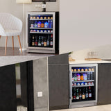Ca'Lefort 24 Inch Beverage Refrigerator, 180 Can 34°F -54°F Beverage Fridge, Drink Fridge with Glass Door 3 LED Drink Fridge Built in or Freestanding, Perfect for Home/Kitchen(5.65 cu.ft) Ca'Lefort
