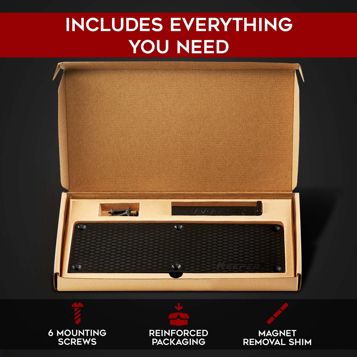 Keeper MG Magnetic Ammunition Holder for Gun Magazines and Clips, Organize Mount in Your Gun Safe, Locker Cabinet, Vault, Ultimate Ammo Storage Accessories for Handgun, Oistol and Rifle Mags, Black KEEPER MG