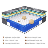 Queblox Full Mattress, 12 Inch Hybrid Mattress in a Box, Medium Firm, Memory Foam and Individual Pocket Springs for Pressure Relief, CertiPUR-US Certified Queblox