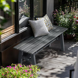 VINGLI 47” Outdoor Bench Garden Bench HDPE Porch Bench w/Metal Legs, Poly Lumber Patio Bench, 660 LBS Capacity Outdoor Backless Bench(Grey) VINGLI