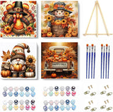 4 Pack Thanksgiving Day Paint by Numbers Kit for Adults Beginner,Fall Turkey Pumpkin Easy Adult Paint by Number Kits on Canvas DIY Painting for Beginners Art by Numbers for Home Wall Decor 10x10Inch NEGEKFKX