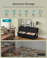 SONGMICS Dresser for Bedroom, Chest of Drawers, Steel, MDF, 5 Non-Woven Fabric Drawers, Storage Organizer Unit, Closet, Entryway, Ink Black and Ebony Black ULGS322B01S SONGMICS