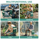 Koutop Garden Kneeler and Seat, 2-in-1 Garden Stool with 10" Wide Soft Knee Pads, Heavy-Duty Foldable Gardening Bench Chair with 2 Tool Pouches, Gardening Gifts for Women Men Seniors Mom Koutop