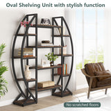 Tribesigns 55" Industrial Oval 5-Tier Bookcase - Triple Wide Etagere in Rustic Brown Tribesigns