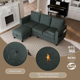 JAMFLY Convertible Sectional Couches for Living Room, L-Shaped Couch 3 Seat Sectional Sofa Set with Polyester Fabric and Movable Ottoman Small Couch for Apartments, Office, Dark Grey JAMFLY