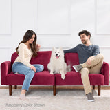 Best Choice Products 77" Mid Century Modern Velvet Loveseat Sofa, Couch, Convertible Sofa Sleeper Bed w/Real Wood, Removable Armrest - Plum Best Choice Products