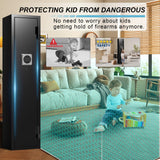 ANXINWEI 2-3 Gun Safe, Gun Cabinet with 180° Full Access Door and Removable Shelf, Gun Safe for Rifles and Pistols with Dual Alarm System and Mute Mode, Quick Access Long Shotgun Safe with LED ANXINWEI