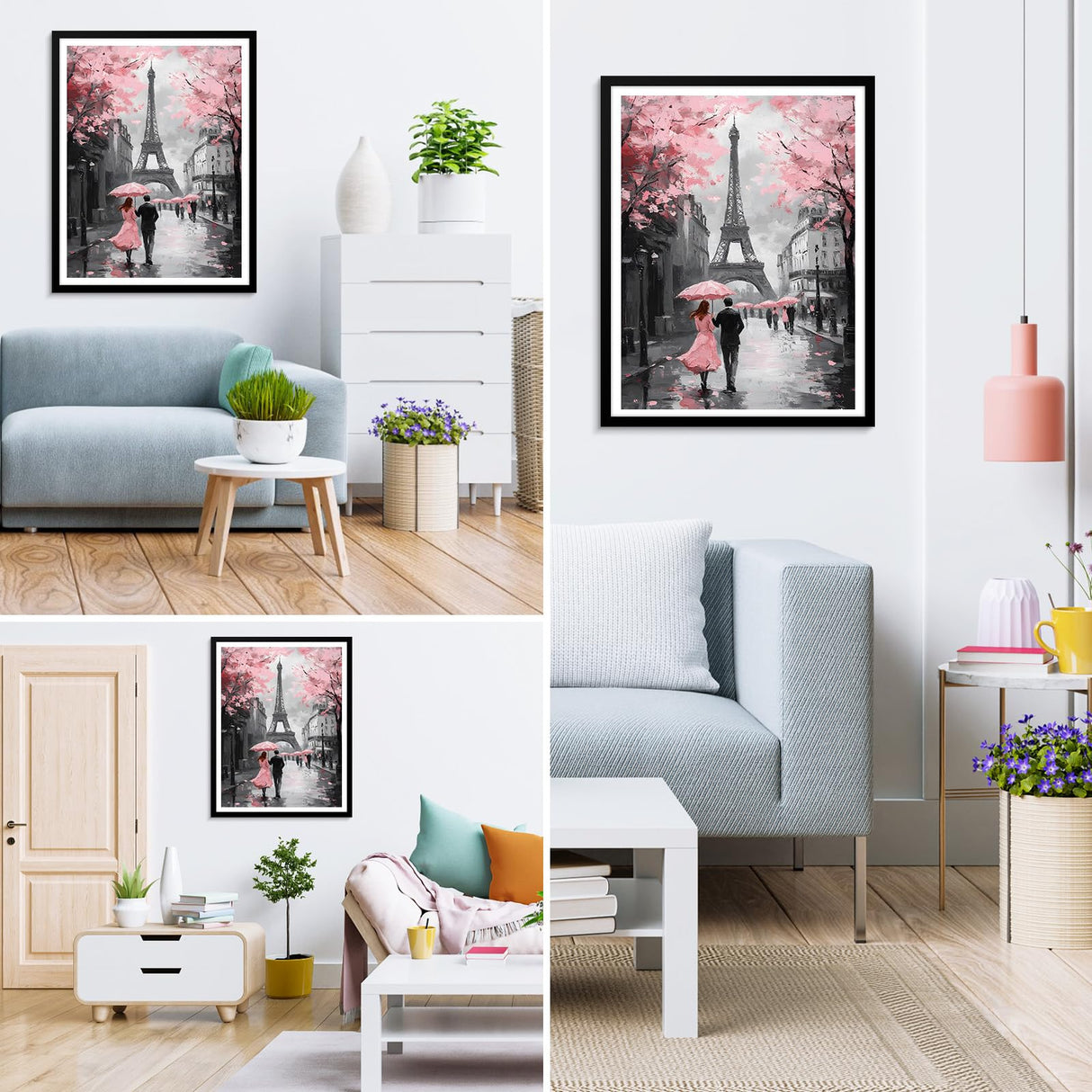 MXJSUA Romantic Streets Diamond Painting Kits for Adults, 5D Paris Eiffel Tower Diamond Art Kits for Beginners, DIY Full Drill Crystal Gem Painting Kits for Home Wall Decor 12x16 Inch MXJSUA