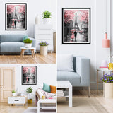 MXJSUA Romantic Streets Diamond Painting Kits for Adults, 5D Paris Eiffel Tower Diamond Art Kits for Beginners, DIY Full Drill Crystal Gem Painting Kits for Home Wall Decor 12x16 Inch MXJSUA