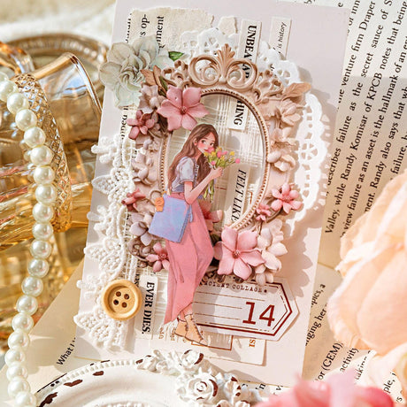 60 Vintage Craft Paper Frames for Scrapbook, Flower Window Decorative Craft Paper Frame for Junk Journaling, Vintage Scrapbook Supplies Card Making kit, Frames Decorative Paper Aifong