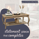 Alaterre Furniture Austerity 42-Inch Rustic Coffee Table with Open Shelf, Curved Legs, and Scalloped Edge - Easy Assembly Reclaimed Wood Living Room Table - Farmhouse Furniture (Driftwood Finish) Alaterre Furniture