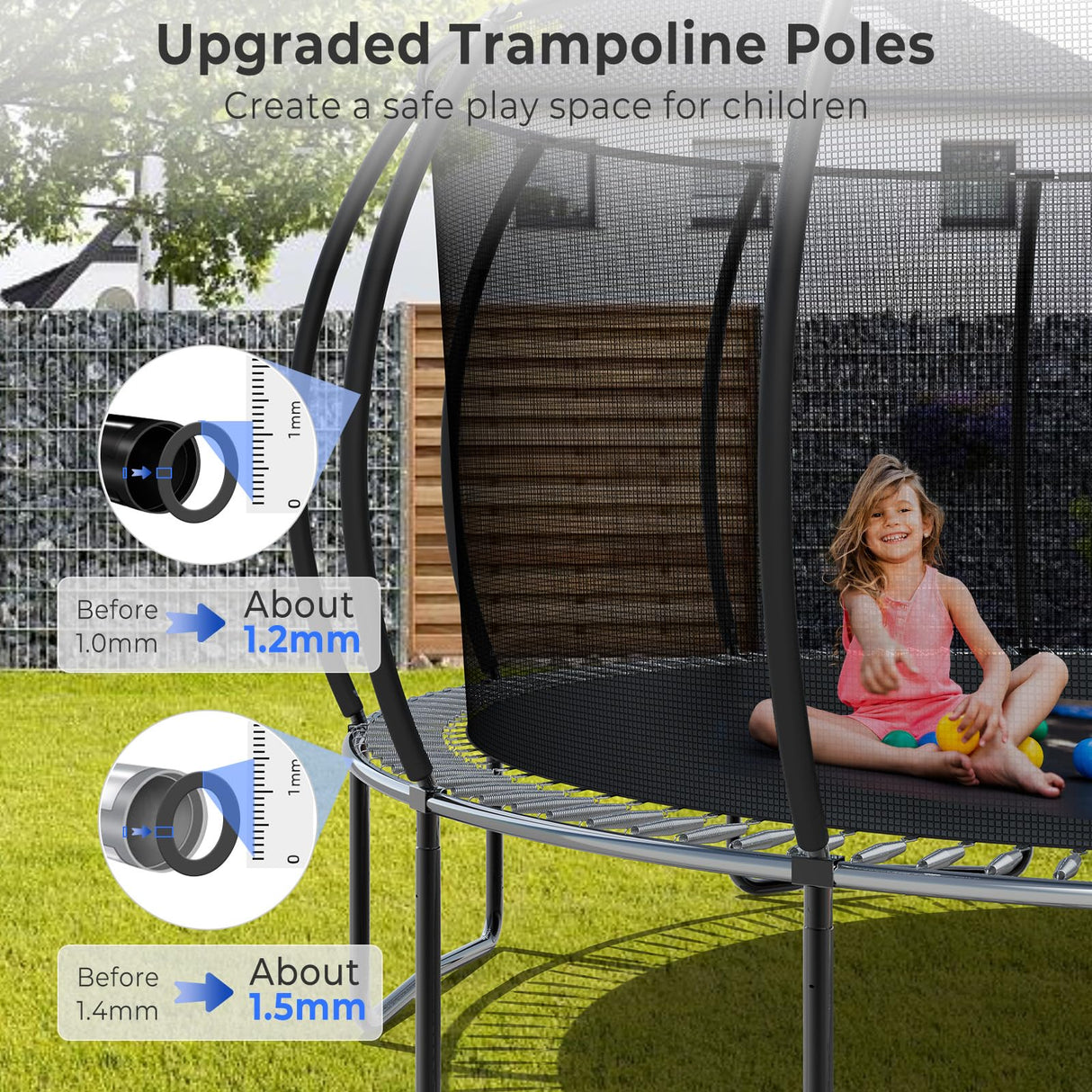 Lyromix Large Outdoor Trampoline with Basketball Hoop, 15FT Trampoline with Lights for Kids and Adults, Recreational Trampolin with Sprinkler and Stakes Lyromix