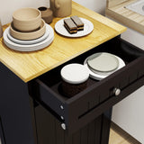 MiHunnor Wooden Simple Style Kitchen Trash Cabinet, Wooden Frame with Drawers and Tilt-Out Trash Cabinet for 10 Gallon Trash Cans 19.69'' W x 13.78'' D x 35.43'' H (Black-021) MiHunnor