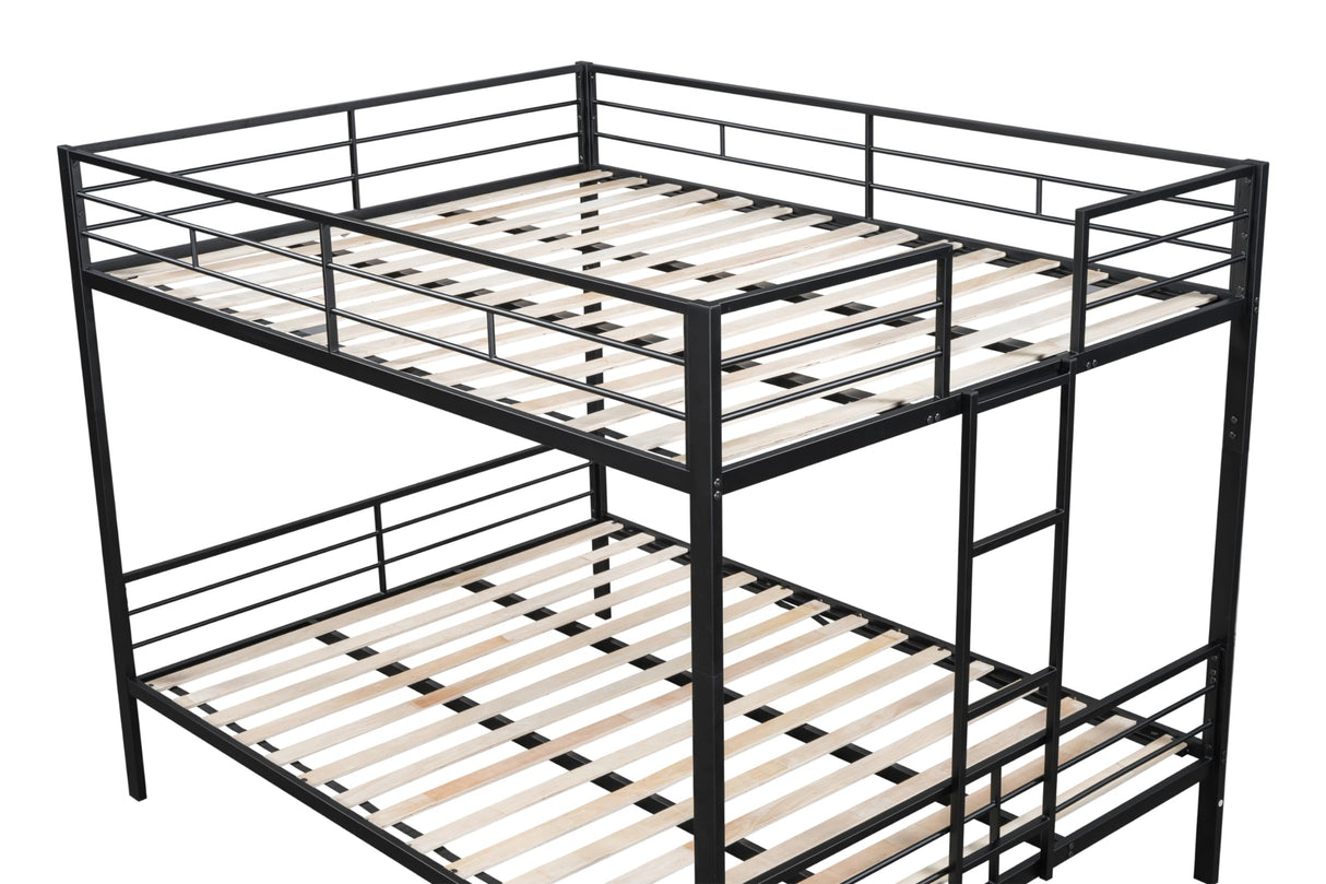 DNYN Black Queen Over Queen Bunk Bed with Wood Slat Support for Kids and Adults, Space-Saving Design, Easy Assembly, No Box Spring Needed DNYN