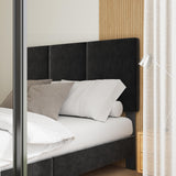 IOILORI Full Size Bed Frame with Headboard, Vertical Channel Tufted Heavy Duty Full Size Bed Frame, No Box Spring Needed, Easy Assembly, Metal Platform Bed Frame, Black IOILORI