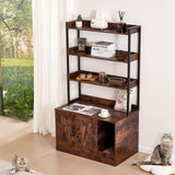 VEVOR Cat Litter Box Enclosure, Hidden Litter Box Furniture with 3 Storage Shelves, Wooden Cat Washroom Indoor, Large Cat House Cabinet Hidden Fit Most Litter Box, 33.5"L x 19.3"W x 58.7"H, Dark Brown VEVOR