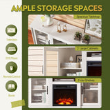 WLIVE Fireplace TV Stand for 65" TV, Entertainment Center with 18 Inch Electric Fireplace, TV Console with Open Shelves for Living Room and Bedroom, White WLIVE