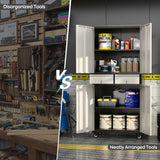 SUXXAN 71" Tall Metal Garage Storage Cabinet with 4 Wheels and 2 Drawer, Rolling Tool Storage Cabinet with Locking Doors and Adjustable Shelves,Heavy Duty Steel Tool Cabinet for Garage, Warehouse SUXXAN